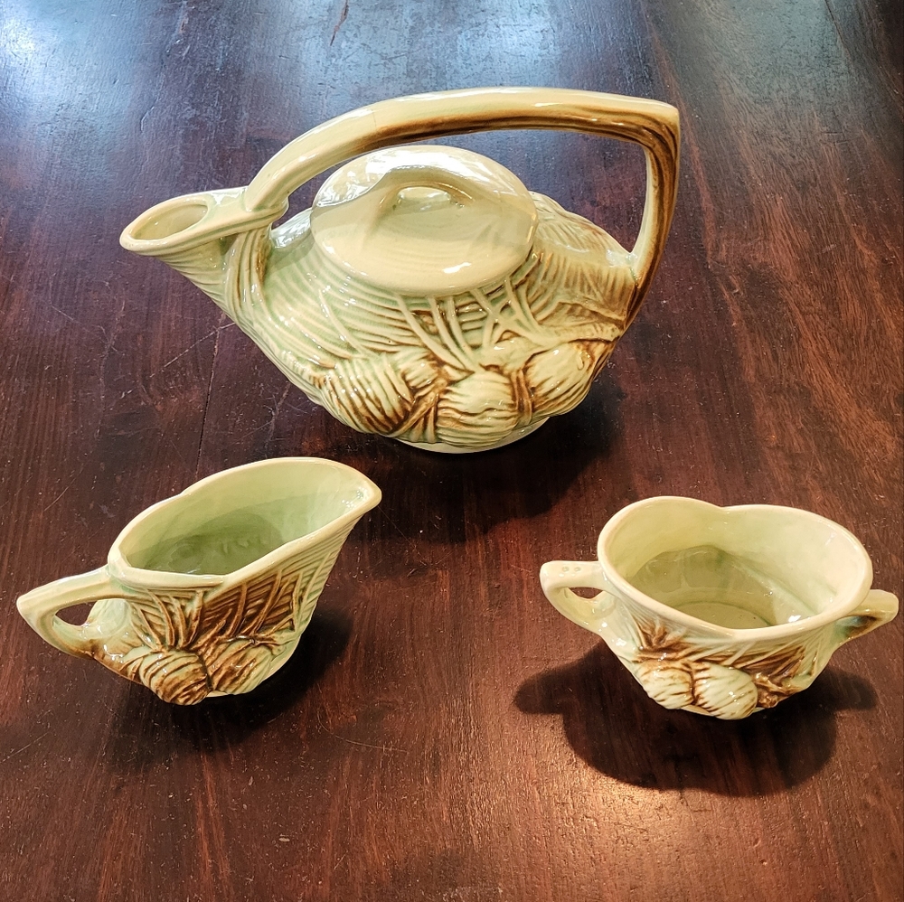 COPY - Vintage McCoy Pottery Pine Cone Tea set.
